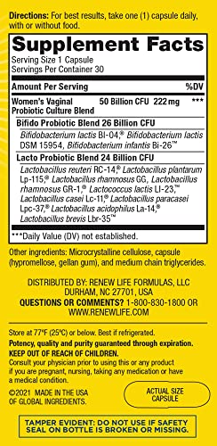 Renew Life Women's Probiotic Capsules, 50 Billion CFU Guaranteed, Supports pH Balance