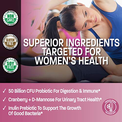 Bronson Women's Probiotic 50 Billion CFU + Prebiotic with Cranberry & D-Mannose