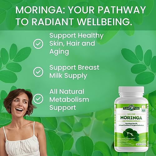 PURA VIDA Moringa Capsules Single Origin Moringa Powder Organic. Moringa Leaf