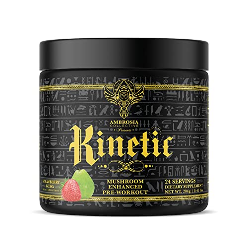 Ambrosia Kinetic Organic Preworkout, Mushroom Enhanced Natural Pre Workout Supplement