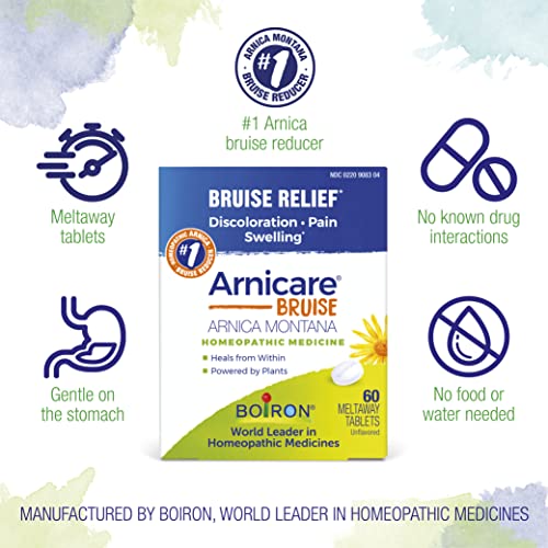 Boiron Arnicare Bruise for Relief of Pain or Swelling from Injuries, and Discoloration of Bruises - 60 Tablets