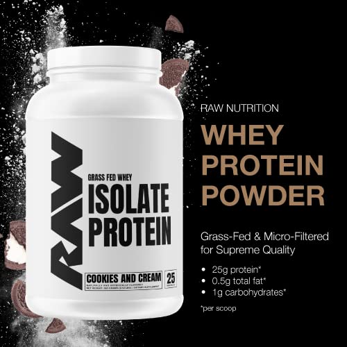 RAW Whey Isolate Protein Powder, Cookies N Cream - 100% Grass-Fed Sports Nutrition