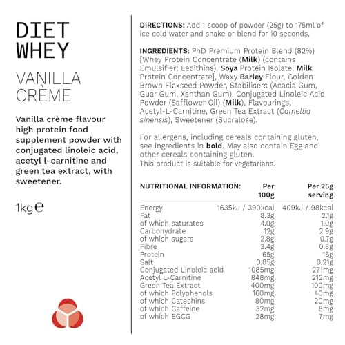 PhD Nutrition Diet Whey High Protein Lean Matrix, Vanilla Crème Diet Whey Protein Powder