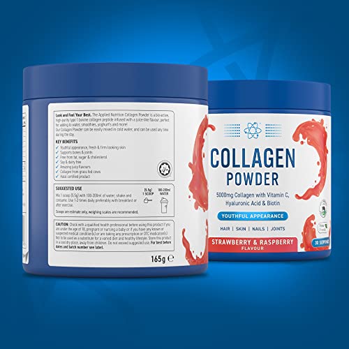 Applied Nutrition Collagen Powder - Strawberry & Raspberry Flavour - 5000mg Hydrolysed Bovine Flavoured Collagen