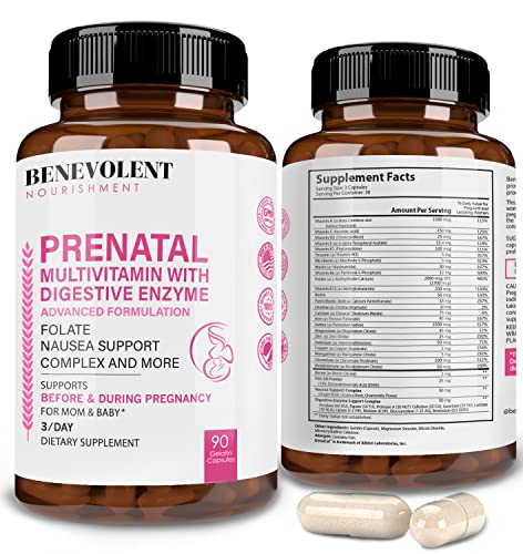 Prenatal Vitamins with DHA and Folate - Multivitamin Supplement with Iron, Calcium, Digestive Enzyme