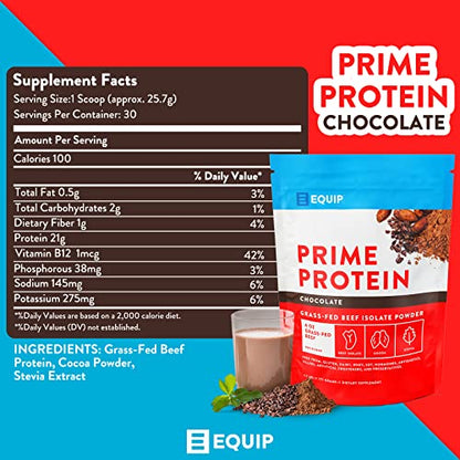 Equip Foods Prime Protein - Grass Fed Beef Protein Powder Isolate - Paleo and Keto