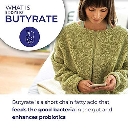 BodyBio Butyrate with Calcium & Magnesium - Supports Healthy Digestion, Gut & Microbiome