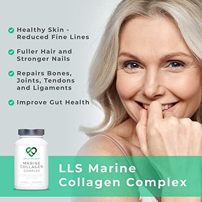 Wild-Caught Marine Collagen Complex Capsules with Hyaluronic Acid | 120 Capsules - 2 Month Supply