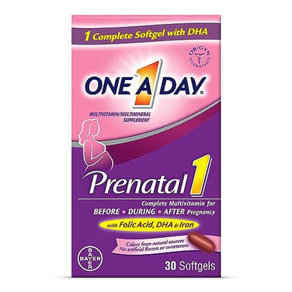 One A Day Women's Prenatal 1 Multivitamin including Vitamin A, Vitamin C, Vitamin D, B6, B12, Iron