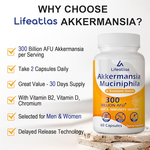 300 Billion AFU Akkermansia Muciniphila - Live Akkermansia Probiotics for Women & Men