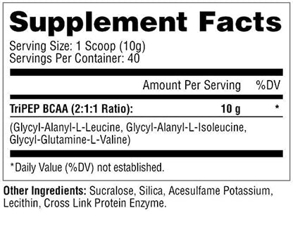 Metabolic Nutrition - TRIPEP - Tri-Peptide Branch Chain Amino Acid, BCAA Powder