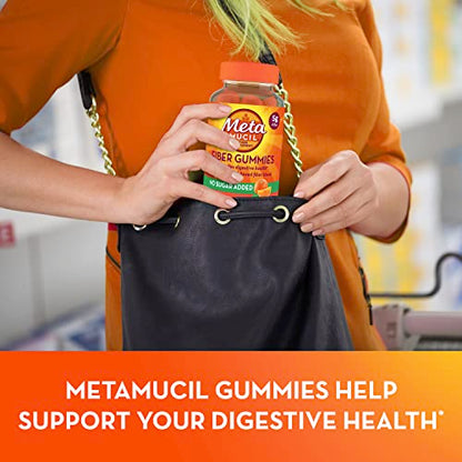 Metamucil Daily Fiber Gummies, Orange Flavored, No Sugar Added, 5g Prebiotic Plant