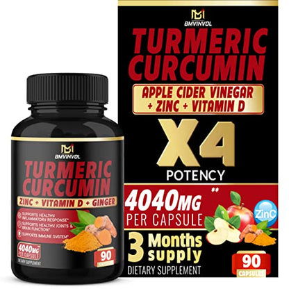 BMVINVOL Turmeric Curcumin Supplement 4040 mg - 95% Curcuminoids with Ginger