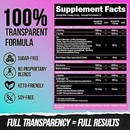 ALPHA LION Superhuman Pre Workout Powder, Beta Alanine, L-Taurine & Tri-Source