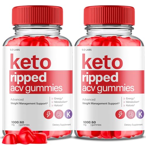 (2 Pack) Keto Ripped ACV Gummies Advanced Weight Loss, Keto Ripped Keto + ACV Gumm