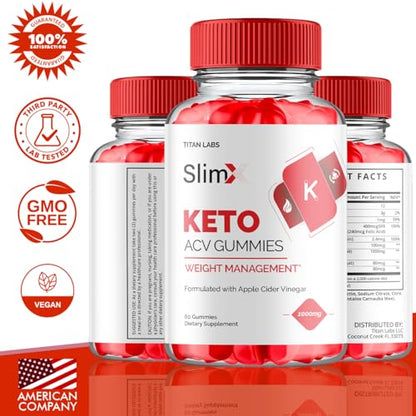 (2 Pack) SlimX Keto ACV Gummies, SlimX Keto ACV Advanced Weight Loss 1000MG Apple