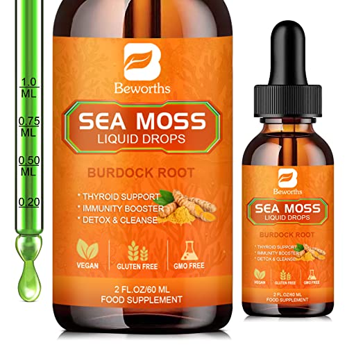 B BEWORTHS Sea Moss Liquid Drops - Organic Irish Sea Moss Raw Gel with Burdock Root