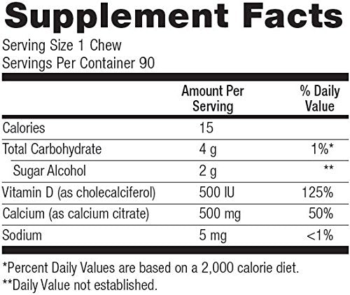 Bariatric Advantage Calcium Citrate Chewy Bites 500mg with Vitamin D3 for Bariatric Surgery