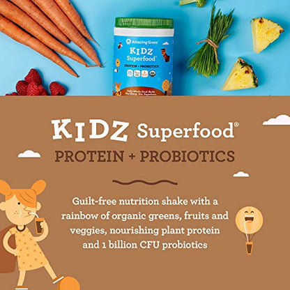 Amazing Grass Kidz Superfood: Vegan Protein & Probiotics for Kids with Beet Root Powder