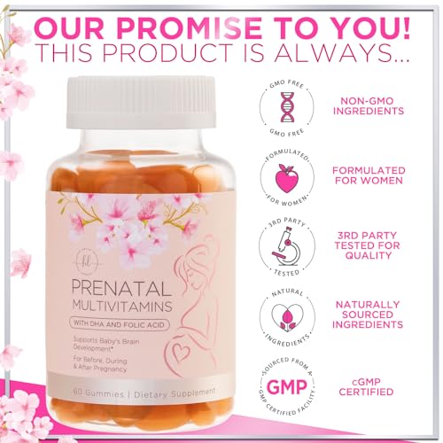 Hello Lovely! Prenatal Gummy Vitamins w/Folic Acid & DHA, Womens Prenatal Multivitamin