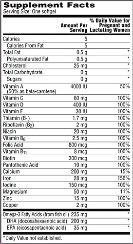 One A Day Women's Prenatal 1 Multivitamin including Vitamin A, Vitamin C, Vitamin D, B6, B12, Iron