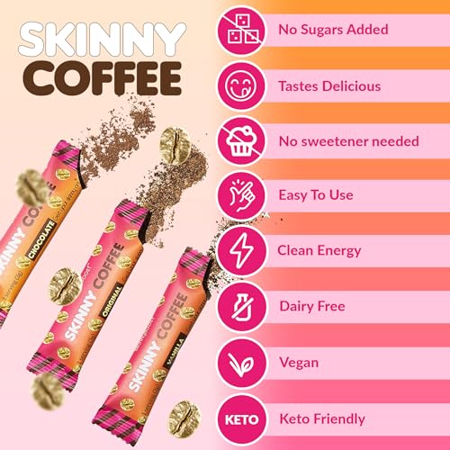 Skinny Boost Skinny Coffee- (Unflavored) Instant Sticks Made with Arabica Coffee, Garcinia