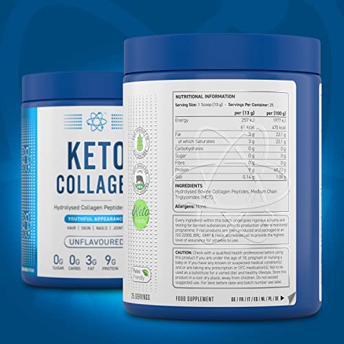 Applied Nutrition Keto Protein Powder, Hydrolysed Collagen Peptides + MCT Healthy Fats & Skin, Ketogenic & Paleo Diet