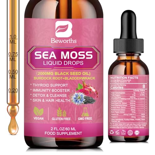 3000mg Sea Moss Liquid Drops - Organic Black Seed Oil & Irish Sea Moss