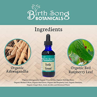 Birth Song Botanicals Fertile Ground Fertility Liquid Tincture, Herbal Supplement to Help Regulate