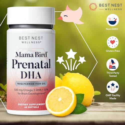 Best Nest Wellness Mama Bird Prenatal DHA Vitamin, 500 mg, Triglyceride Fish Oil