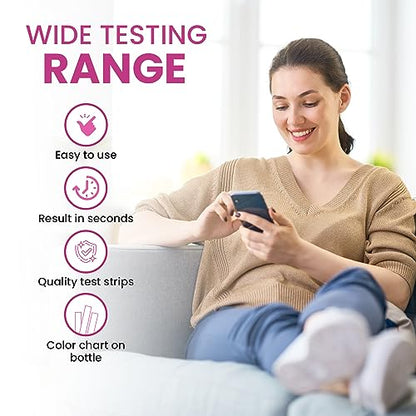 5-Minute Vaginal pH Test Kit for Women - 50 Premium-Quality Vaginal Heath pH Test Strips Included