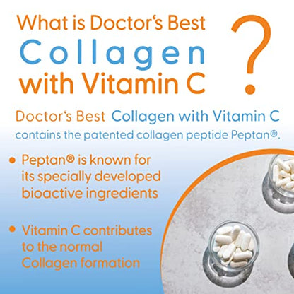 Doctor's Best, Collagen Types 1 and 3, Peptane & Vitamin C, 1,000mg, 180 Tablets