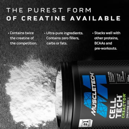 MuscleTech Cell-Tech Creactor Creatine HCl Powder,Post Workout Muscle Builder