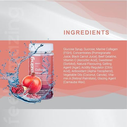 Collagen Gummies with Vitamins A and C, 500mg of Marine Collagen Per Serving, Advanced Skin Support,