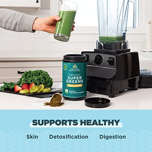 Ancient Nutrition Supergreens Powder, Organic Superfood Powder with Collagen