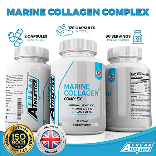 Marine Collagen 1000mg - Type 1 Hydrolysed Collagen - Enhanced with Hyaluronic Acid, Vitamin C