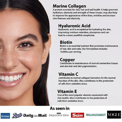 Hydrolysed Marine Collagen 700mg with Hyaluronic Acid, Vitamin C, Vitamin E, Copper & Biotin