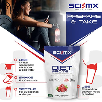 SCI-MX Diet Protein, High Protein, Low Sugar, Low Fat Lean Protein Formula Powder with Added CLA