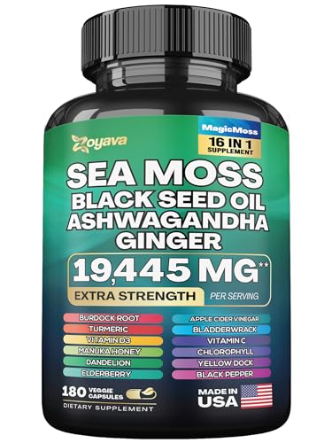 Sea Moss 7000mg Black Seed Oil 4000mg Ashwagandha 2000mg Turmeric 2000mg 