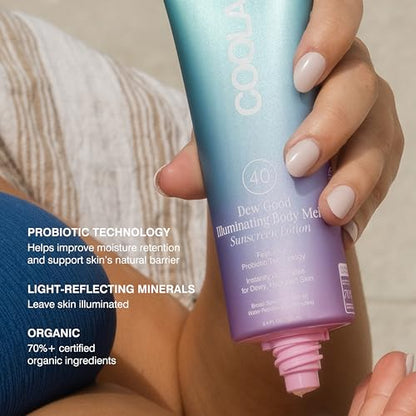 COOLA Organic Dew Good Illuminating Body Melt with SPF 40, Dermatologist Tested