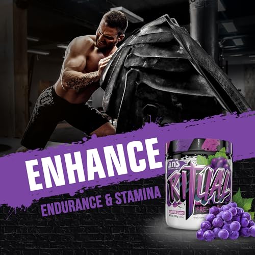 ANS Performance Ritual Pre Workout (30 Servings, 12.7 oz) - Complete Preworkout Formula - Energy, Focus, & Strength - Increase Power Output & Workout Volume - Endurance & Stamina (Grape)