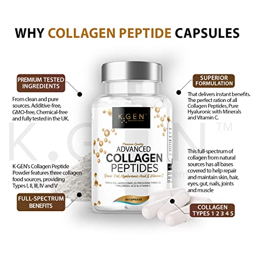 Pure Collagen Supplements Capsules Grass Fed Advanced Multi Collagen Peptides