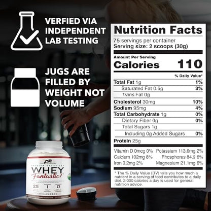 Whey Fantastic Unflavored - 100% Natural Grass Fed Whey Protein Powder - Unique 3