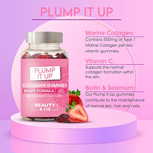 Beauty & Co Collagen Gummies by - 120 Marine Collagen Gummies with Biotin, Vitamin C & Selenium (120)