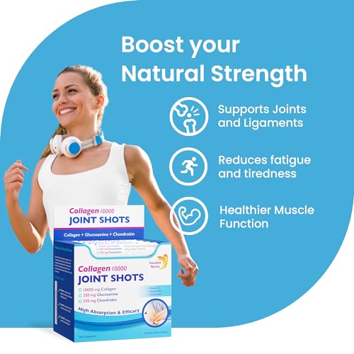 Swedish Nutra Collagen 10000 Joint Shots | High Strength Type 1, 2 & 3 Collagen for Body, Joints & Ligaments