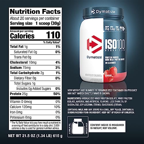 Dymatize ISO100 Hydrolyzed Protein Powder, 100% Whey Isolate Protein, 25g of Protein