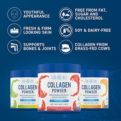 Applied Nutrition Collagen Powder - Strawberry & Raspberry Flavour - 5000mg Hydrolysed Bovine Flavoured Collagen