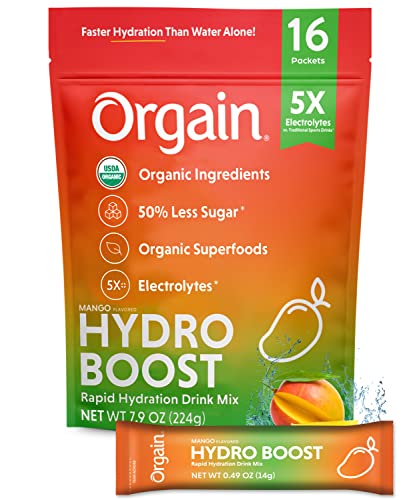 Orgain Organic Hydration Packets, Electrolytes Powder - Mango Hydro Boos