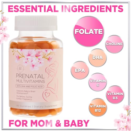 Hello Lovely! Prenatal Gummy Vitamins w/Folic Acid & DHA, Womens Prenatal Multivitamin